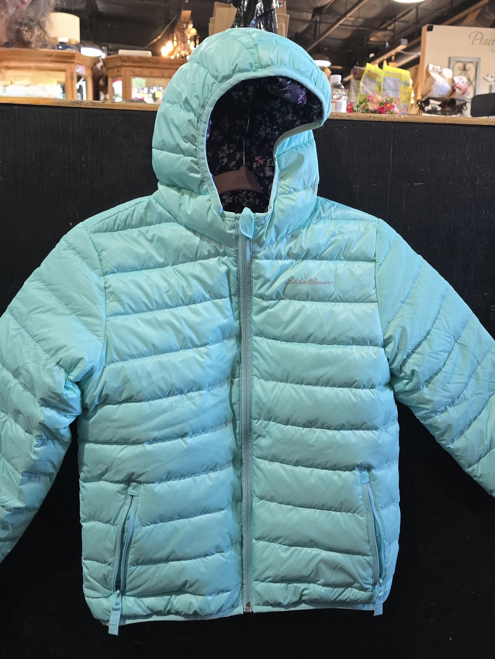 Eddie Bauer Reversable Mint Teal/blue Hooded Puffer Jacket for Kids